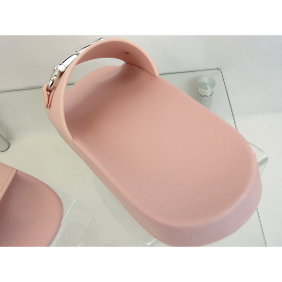 NIB FERRAGAMO GROOVY 11 PINK RUBBER SILVER GANCINI BIT LOGO SANDALS SLIDES 8 M - Picture 10 of 13